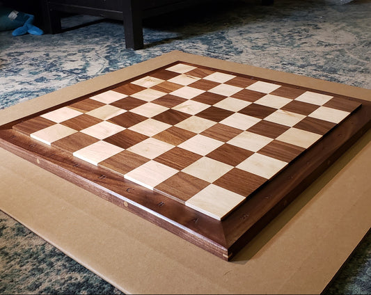 The Billey Chess Board - Walnut Hardwood Chess Board with Raised Squares - Large Regulation Size - 100% Solid Black Walnut and Sugar Maple - Handmade in British Columbia