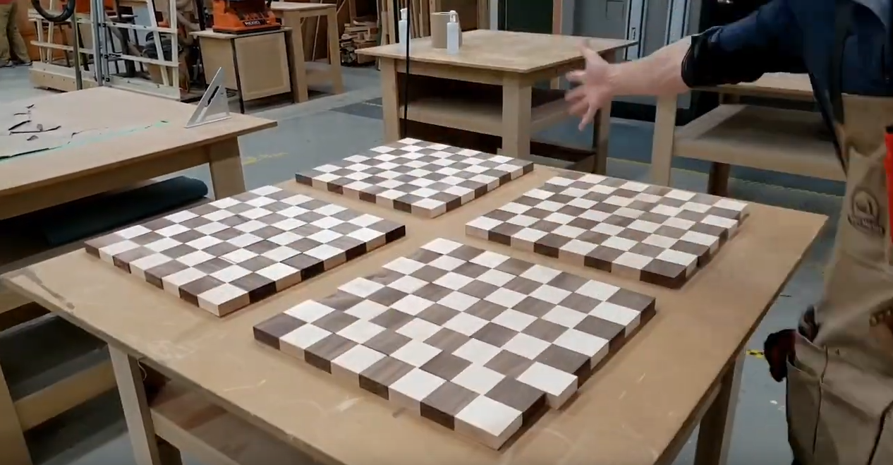 Load video: The most satisfying moment of chess board making - flipping the squares